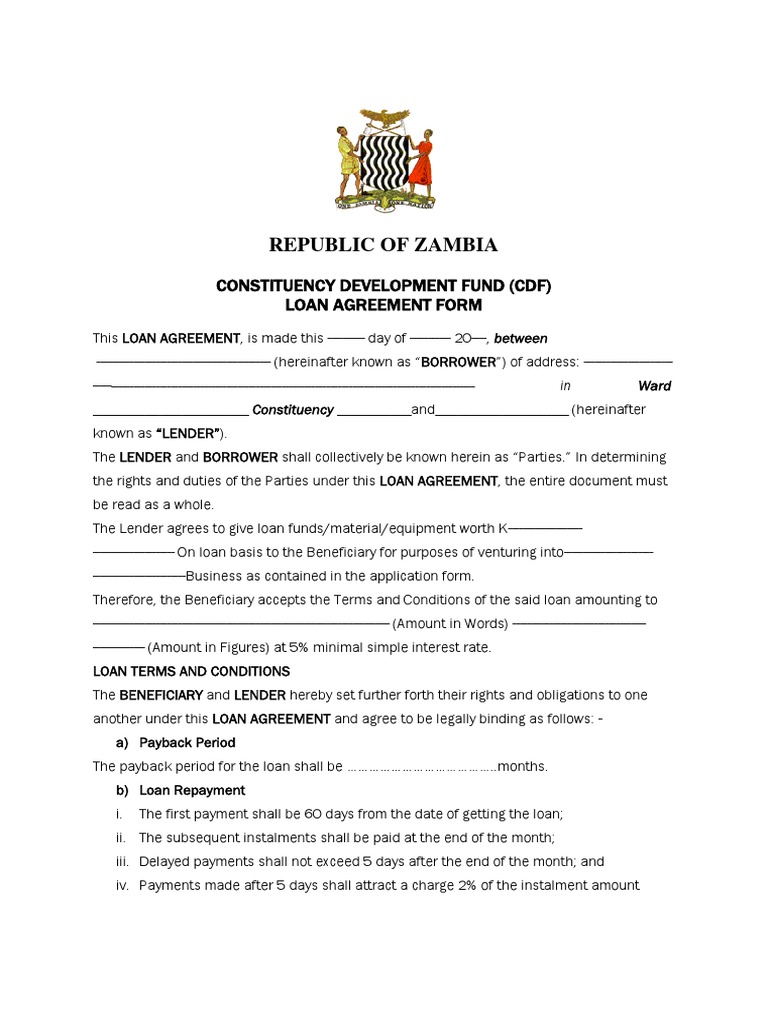 Cdf Loan Agreement Form Pdf Pdf Loans Banks