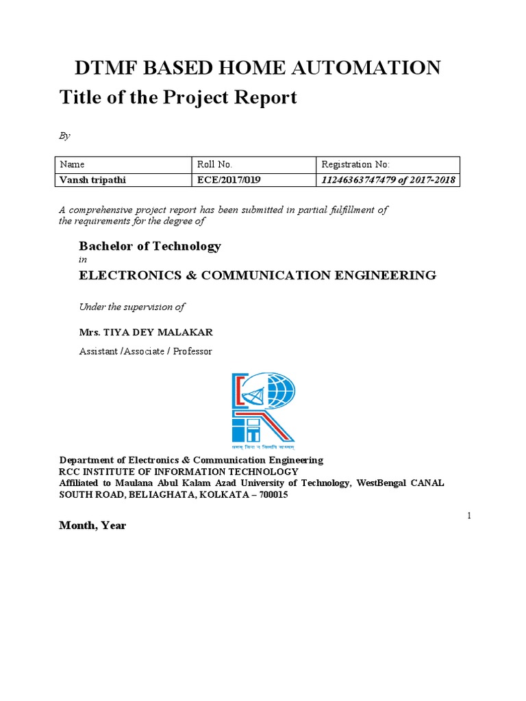 DTMF Home Automation Project Report PDF