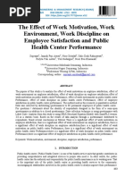 The Effect of Work Motivation, Work Environment, Work Discipline On Employee Satisfaction and Public Health Center Performance