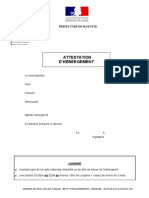 Attestation D'Hebergement: Prefecture de Mayotte