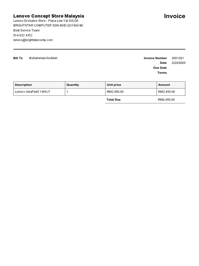 Invoice Computer Pdf