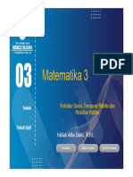 Matematika 3: Perkalian Skalar, Transpose Matriks Dan Perkalian Matriks