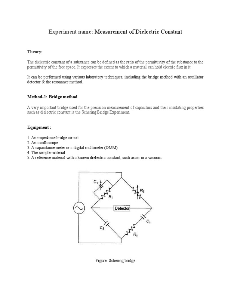 Experiment Name:: Measurement of Dielectric Constant | PDF | Capacitor ...