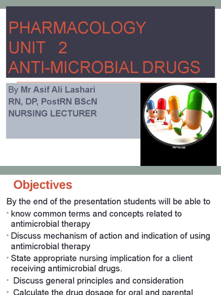 Pharmacology Unit 2 antimicrobial drugs PDF Infection Antimicrobial