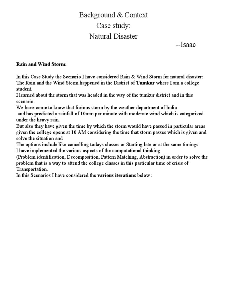 Case Study Natural Disaster Using Computational Thinking Isaac PDF