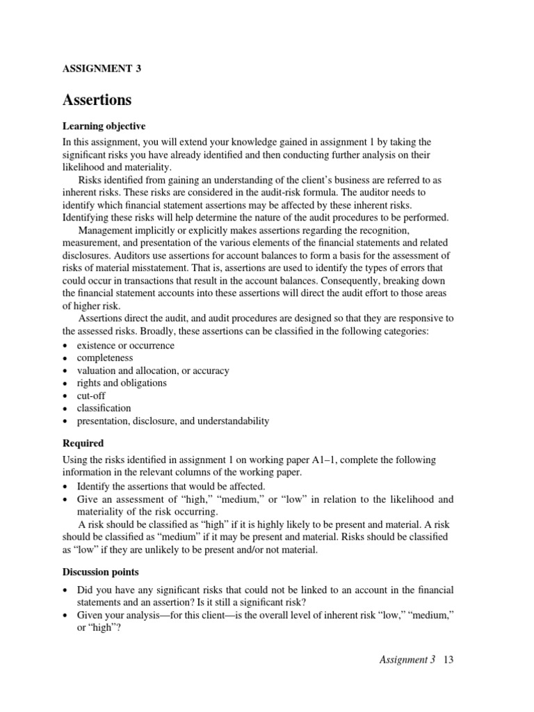 Assertions pdf audit risk