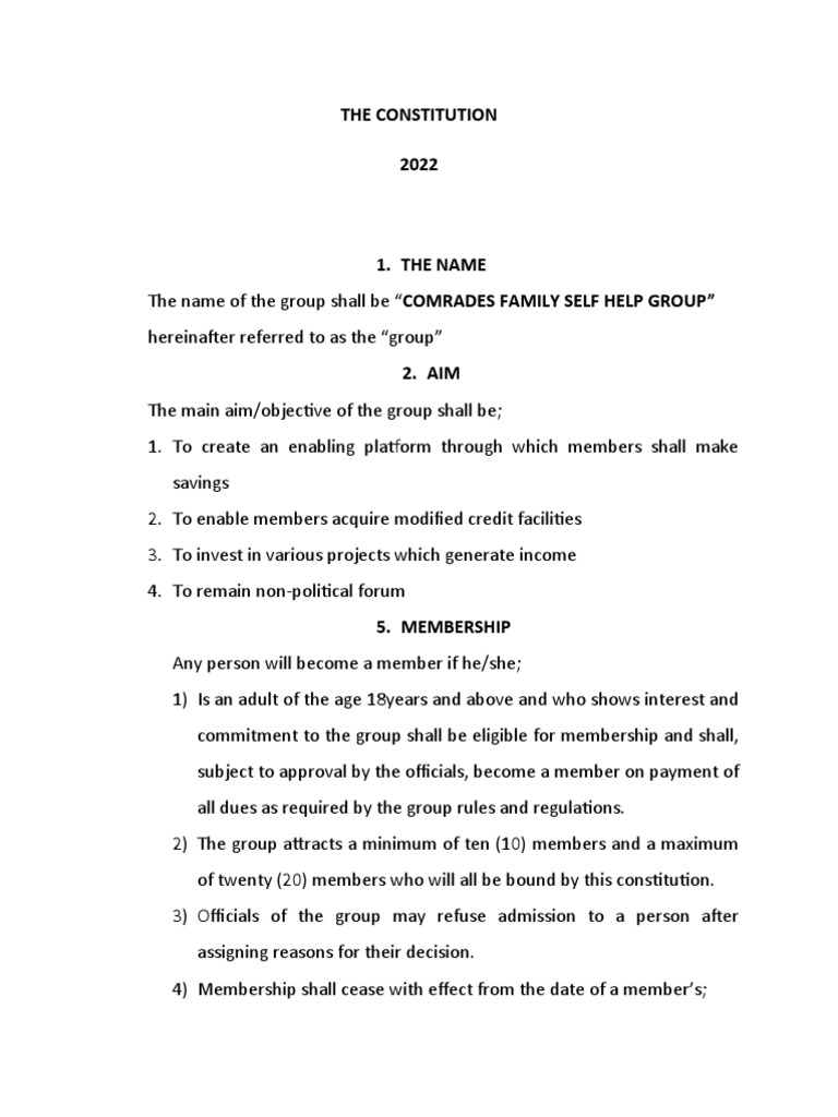 Self Help Group Registration Forms In Kenya