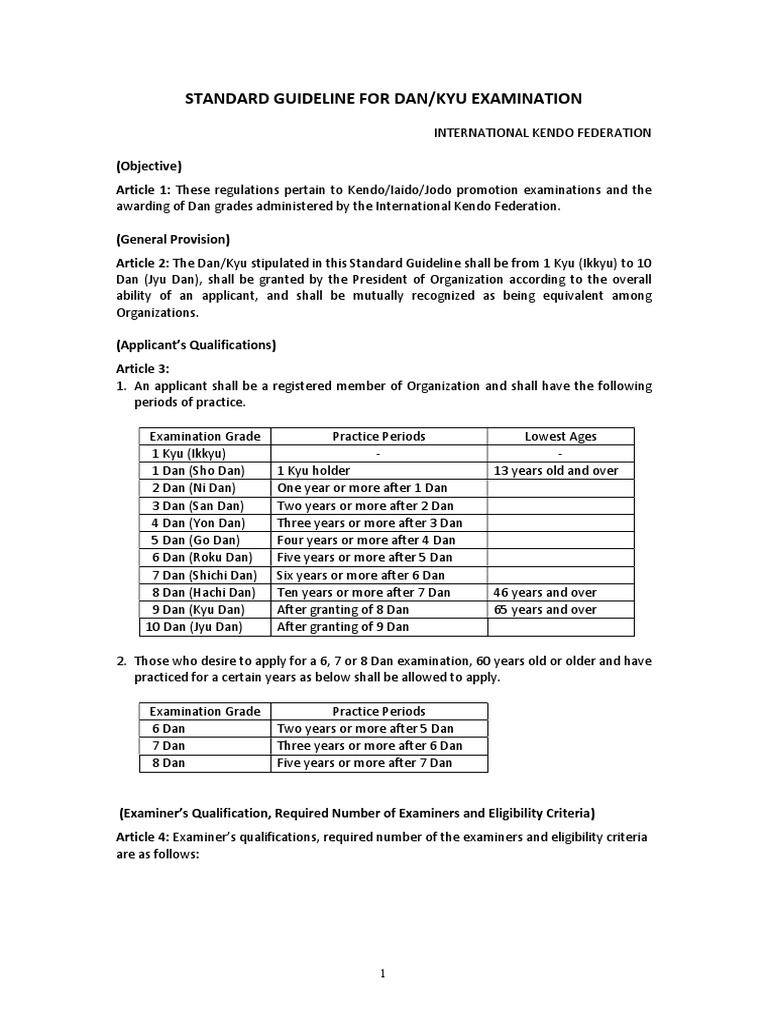 Dan/Kyu Examination Guidelines | PDF | East Asian Martial Arts ...