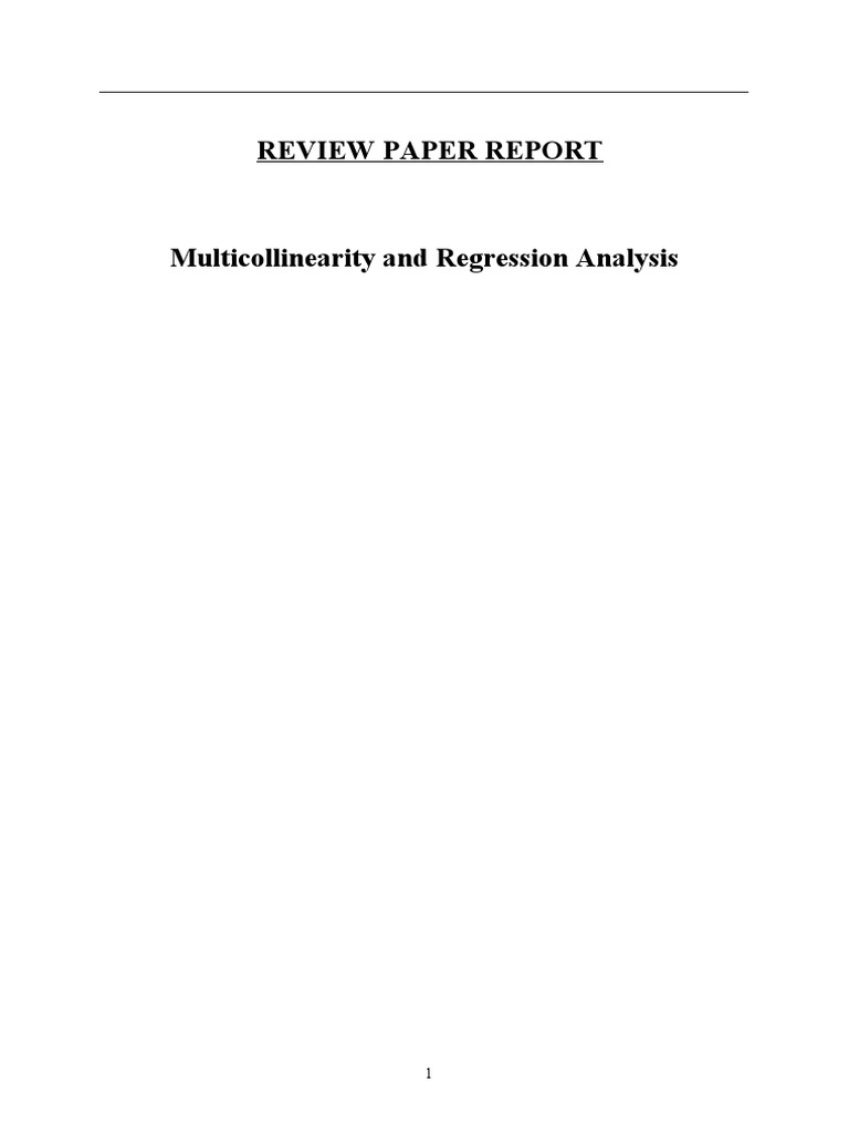 Multicollinearity and Regression Analysis PDF Dependent And