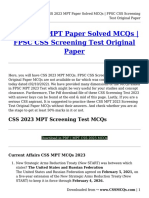 CSS 2023 MPT Paper Solved MCQs - FPSC CSS Screening Test Original Paper