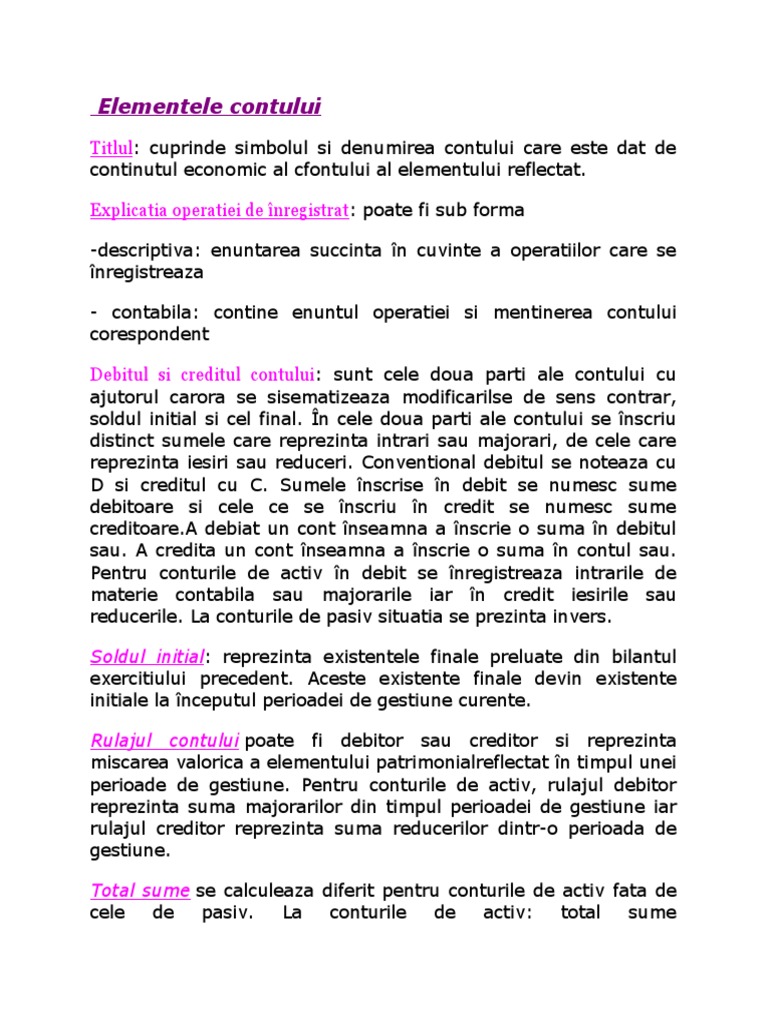 Elementele Contului | PDF