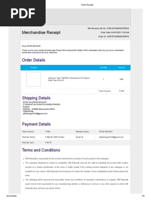 Order Receipt