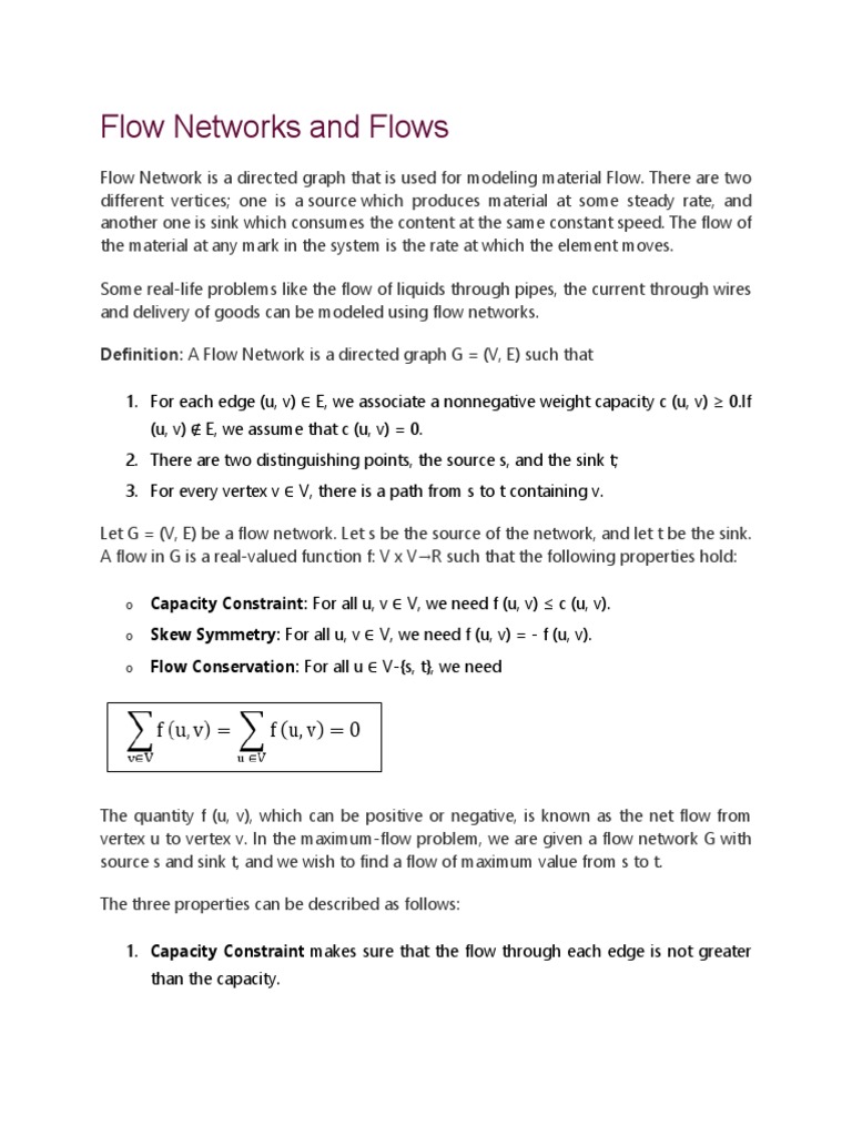Flow Networks and Flows Definition A Flow Network Is A Directed Graph