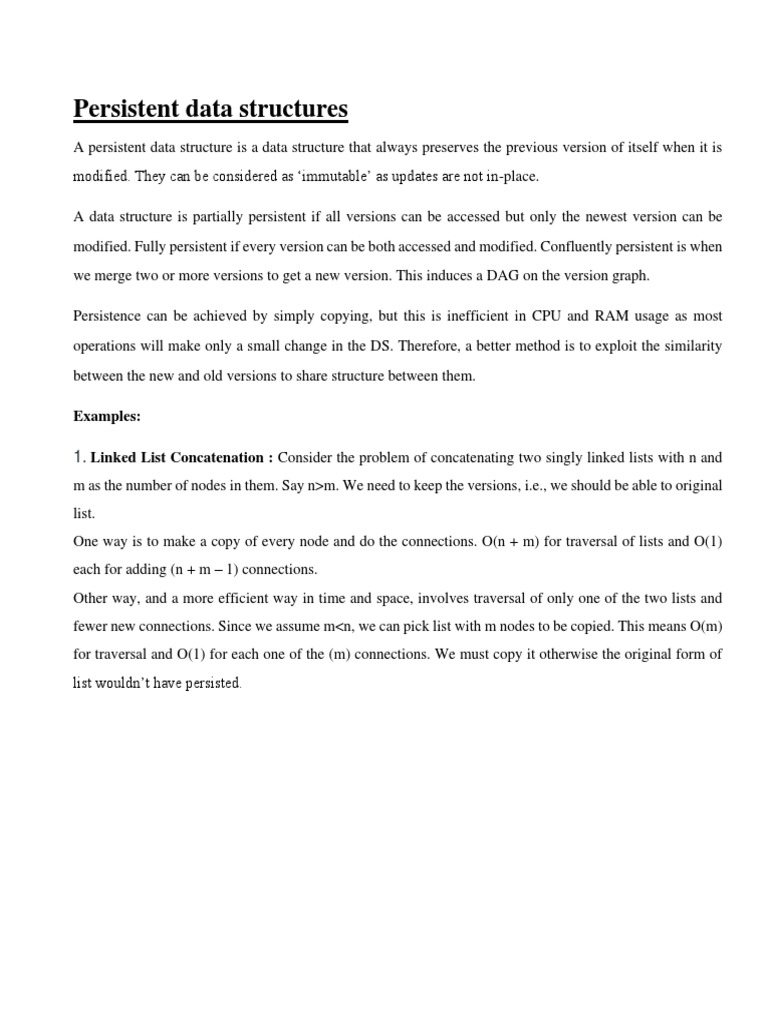 Persistent Data Structures: Examples | PDF | Computer Programming ...