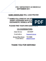 Eucharistic Ministers Schedule September 2011