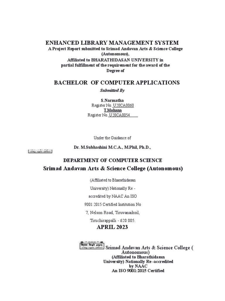 Enhanced Library Management System: Department of Computer Science ...