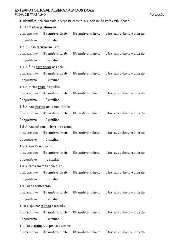 Subclasses Dos Verbos PDF