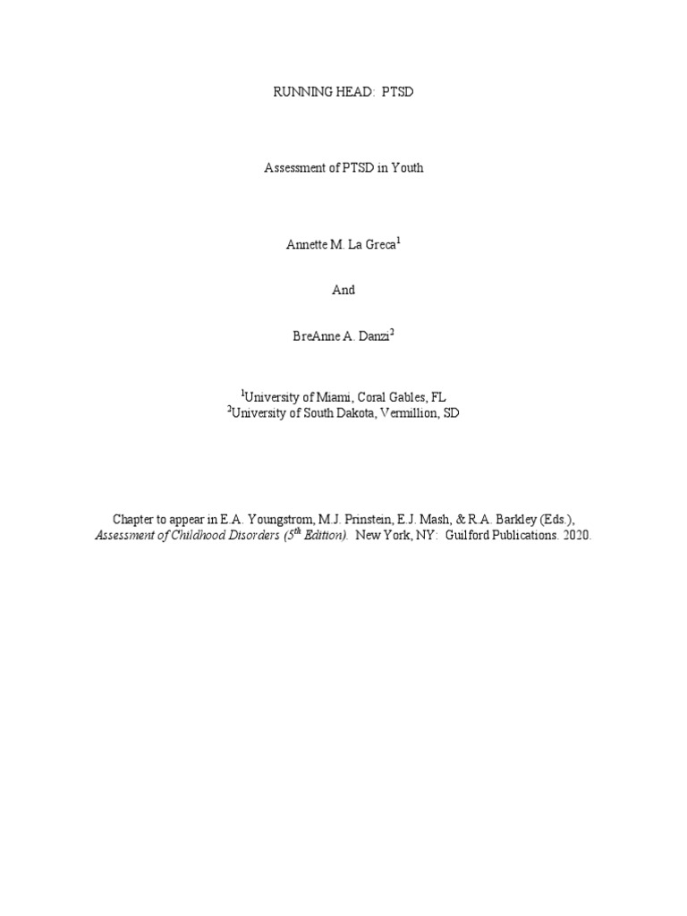 Youth PTSD Assessment Framework | PDF | Psychological Trauma | Mental ...