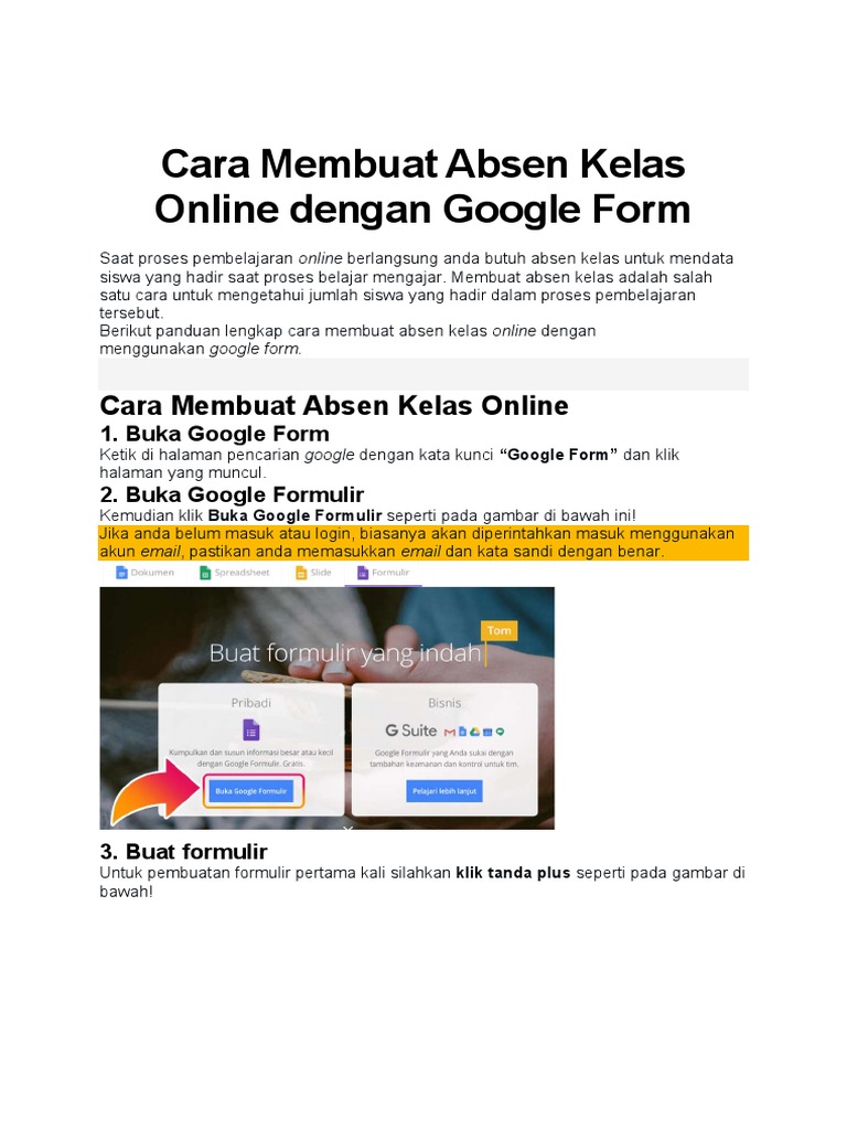 Panduan Absen Kelas Online | PDF