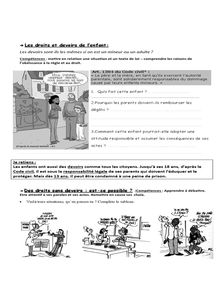 Droits et Devoirs des Enfants en Droit | PDF | Justice | Crime et violence