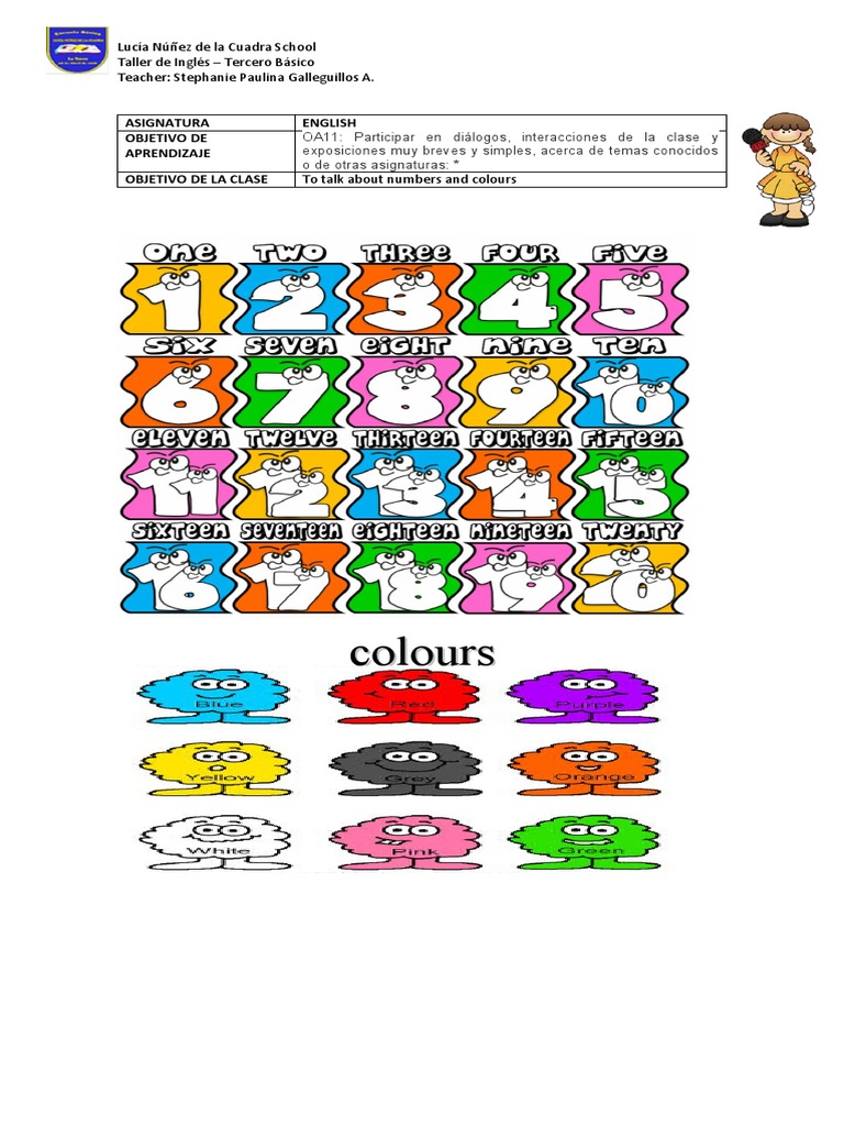remember numbers and colours PDF