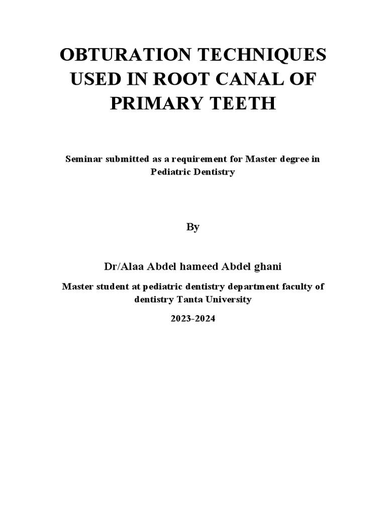 Obturation Techniques PDF Dental Anatomy Dentistry Branches