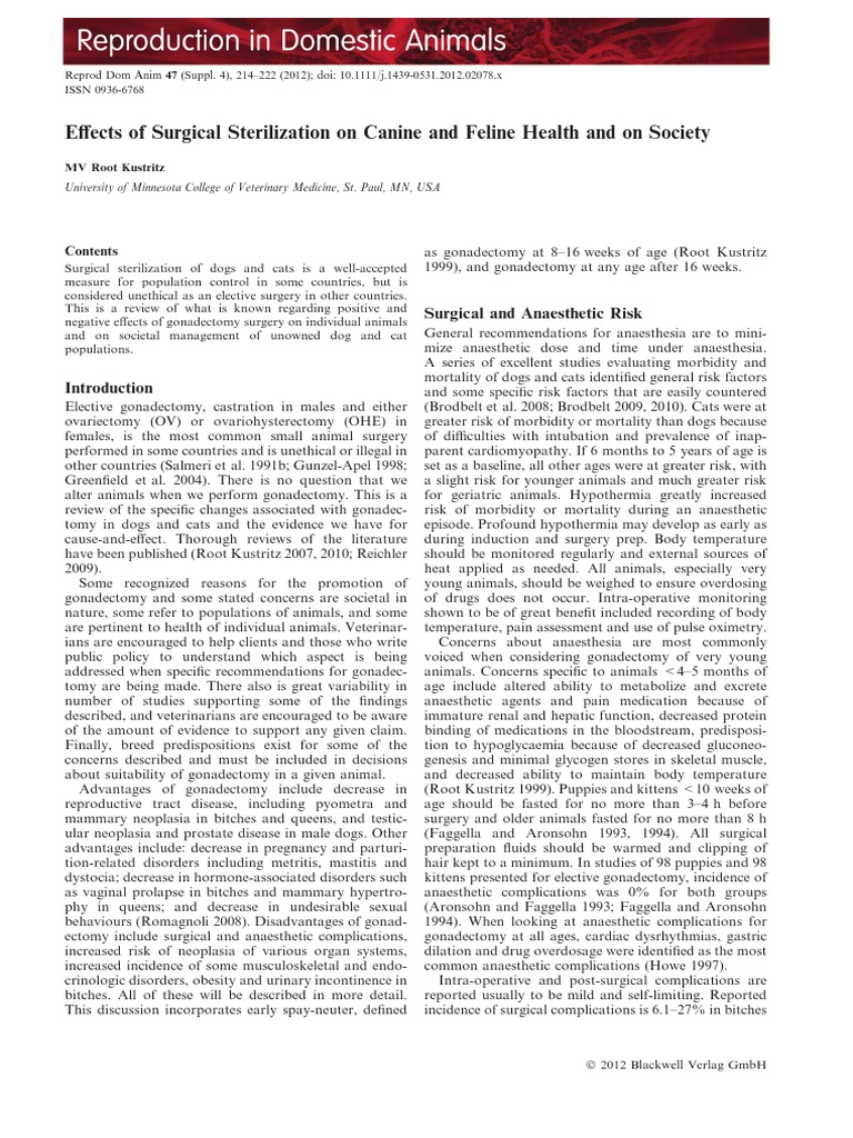 Gallery Detail: Effects Of Surgical Sterilization On Canine And Feline Health And