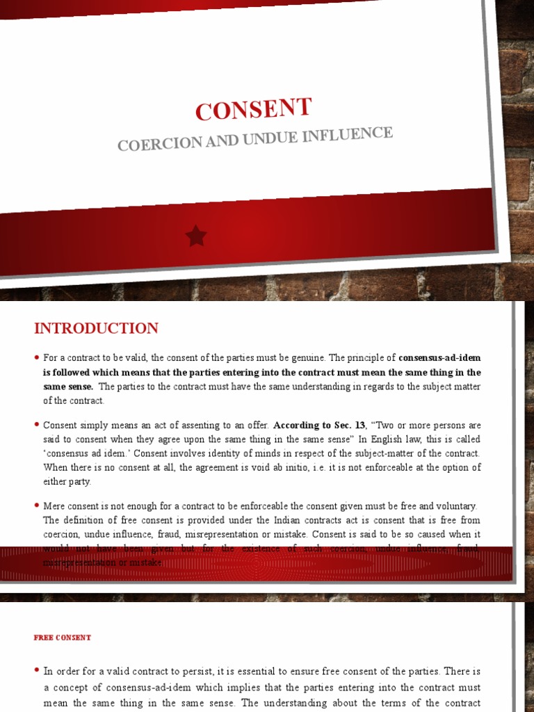 ConsentCoercion & Undue Influence PDF Common Law Justice