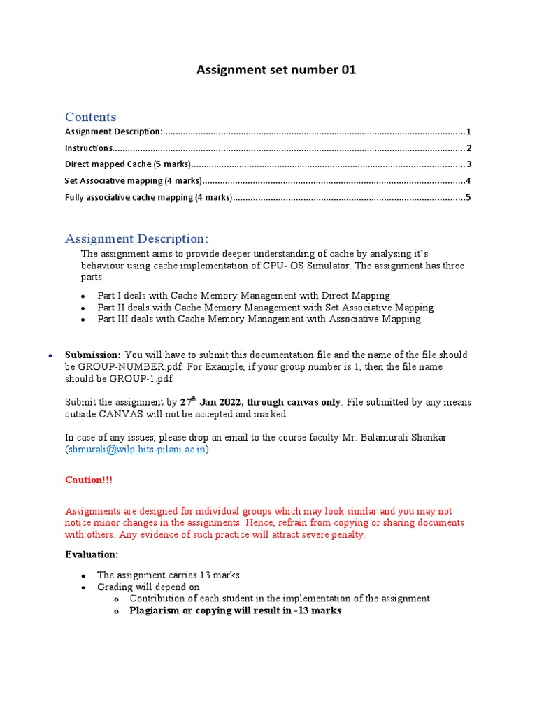 COSS Assignment Set 01-3 | Download Free PDF | Cpu Cache | Screenshot