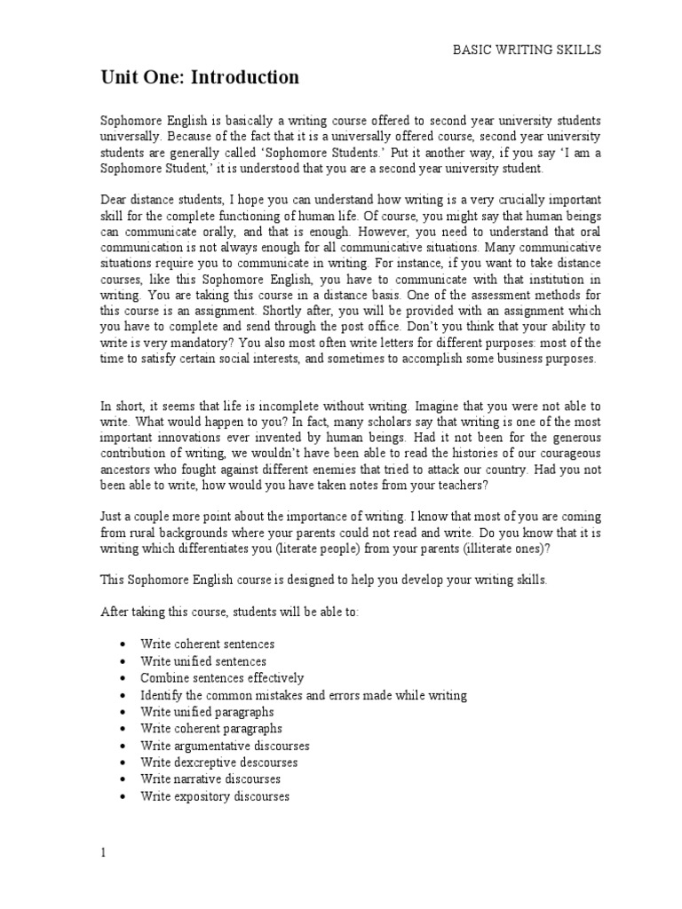 Basic Writing Skills Ppt Free Download