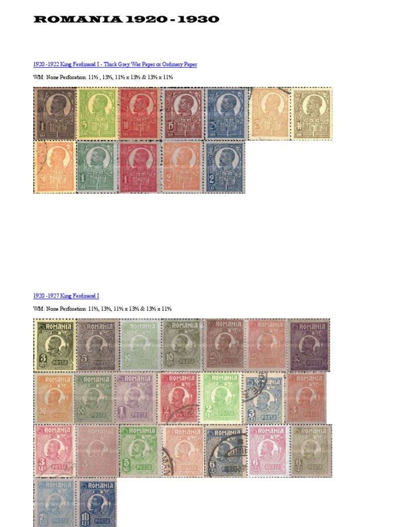 Romania Stamp Issues 1920-1930 | PDF | Travel | History