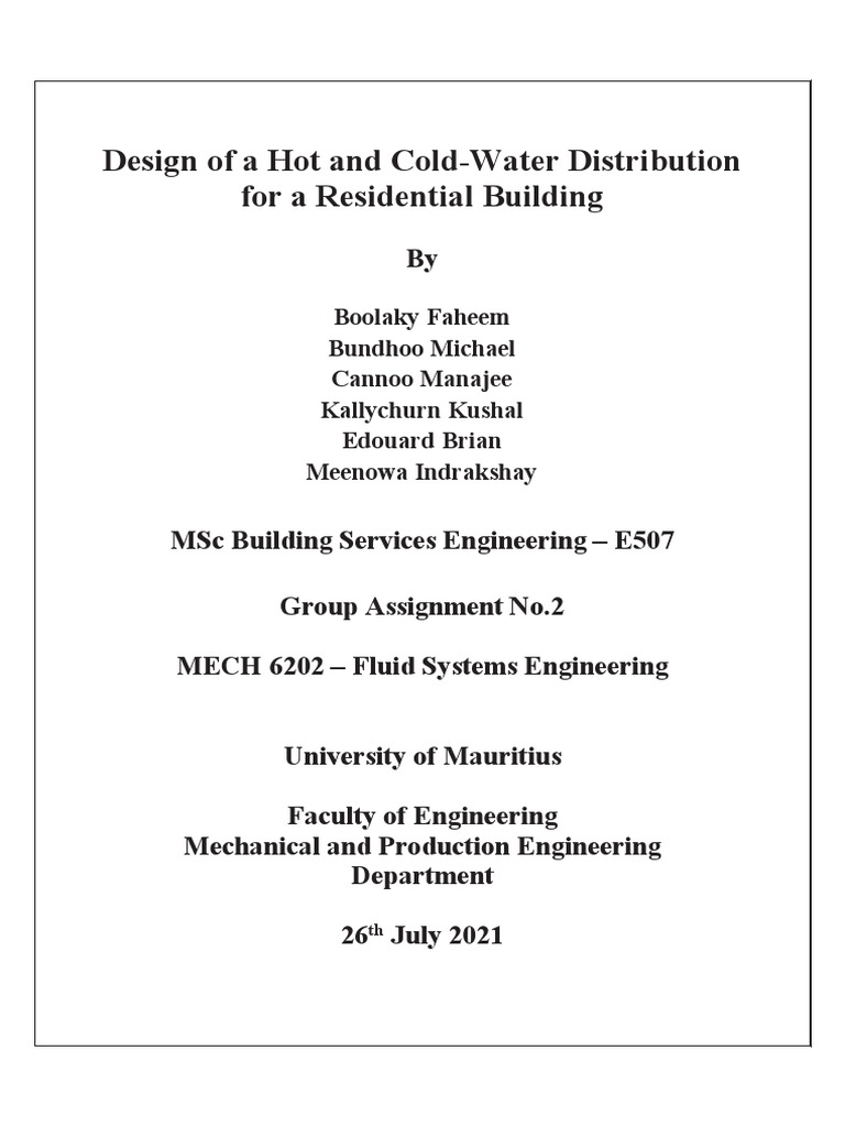 Fluid Systems Engineering Assignment PDF