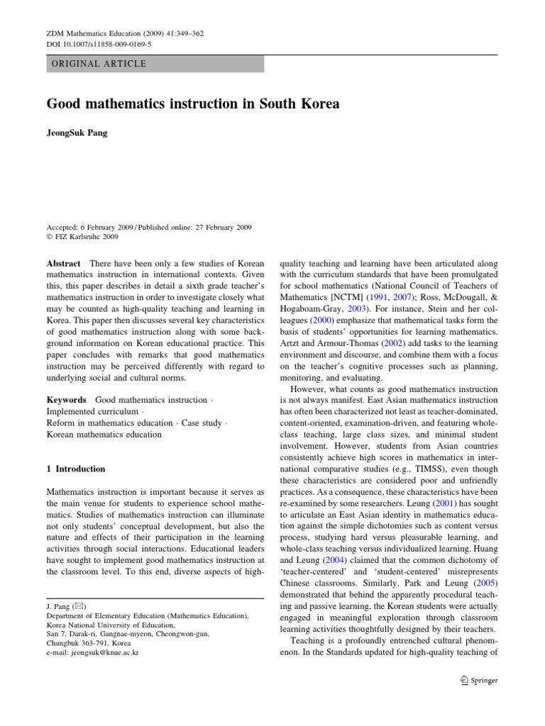 Buena Matematica en Corea Del Sur | PDF | Teachers | Learning