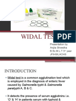 Widal Test: Presentation by Anjila Shrestha B.SC.M.L.T 3 Year Jfihs/Lachs