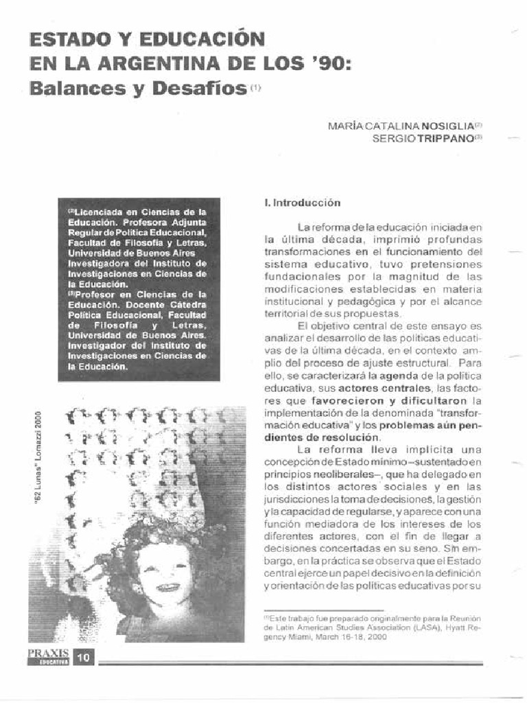 Estado y Educación en La Argentina de Los 90 | PDF | Federación ...