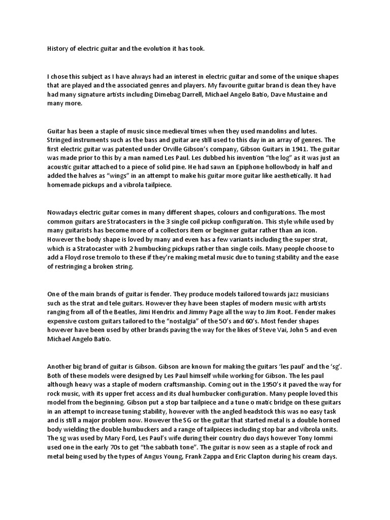 Guitar History PDF Guitars String Instruments