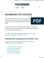 Calendario 2019 en Excel. Plantilla Gratis y Lista para Imprimir - Excel Total