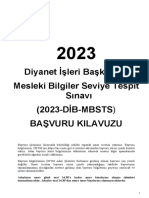 Diyanet İşleri Başkanlığı Mesleki Bilgiler Seviye Tespit Sınavı (2023-DİB-MBSTS) Başvuru Kilavuzu