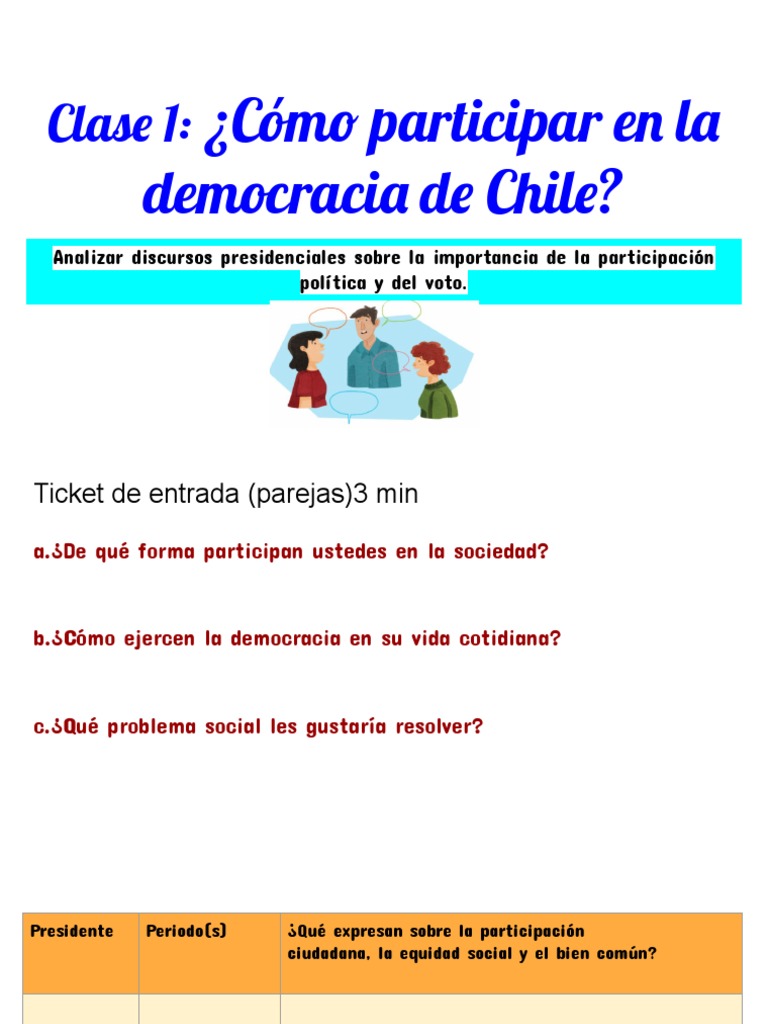 ¿Cómo Participar en La Democracia de Chile?: Clase 1 | PDF | Democracia ...