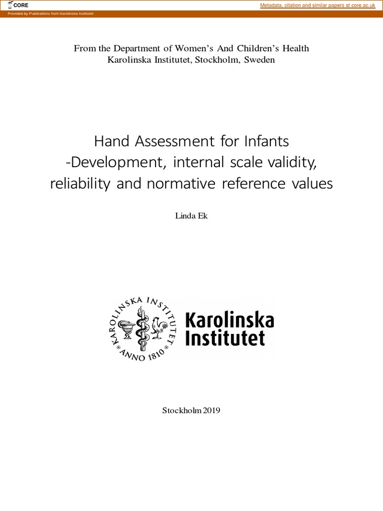 Hai hand assessment for infants hai pdf validity statistics