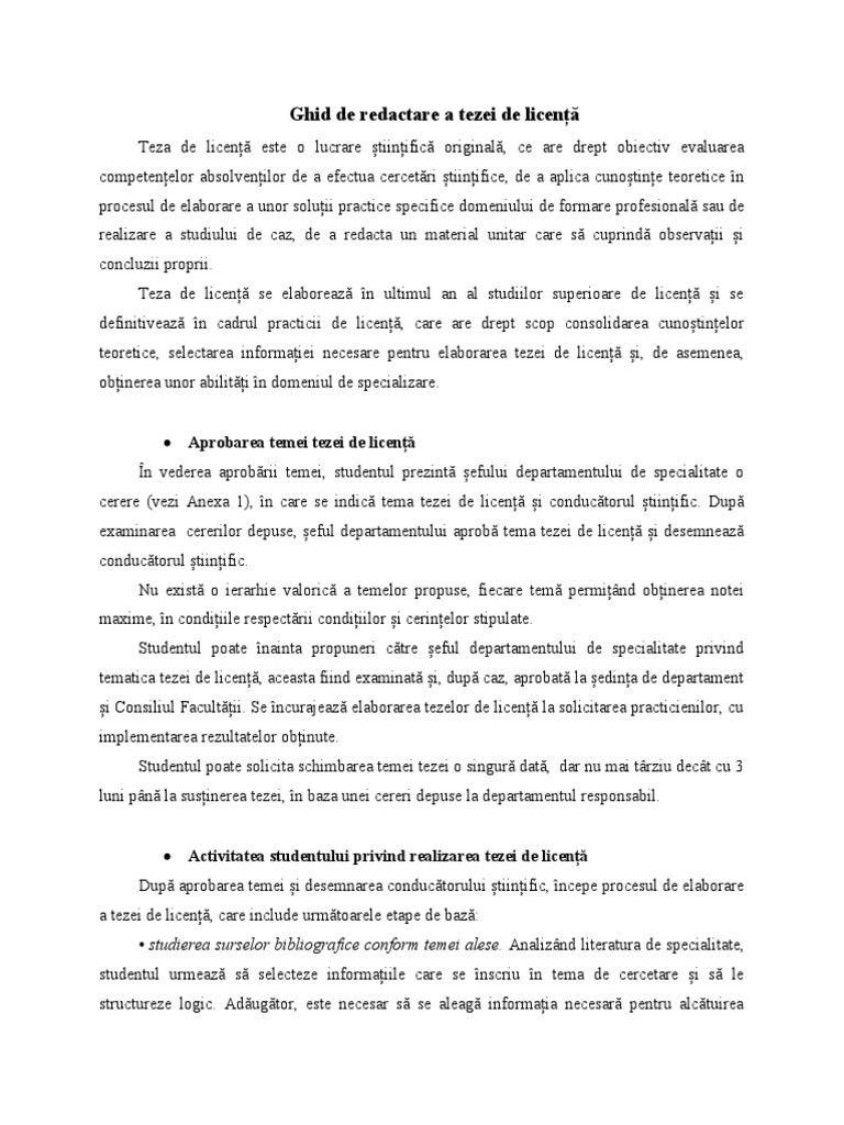 Ghid Teze de Licenţă - 2023 | PDF