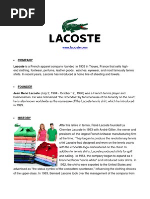 The History of Lacoste Brand  Founder of Lacoste Company and Brand  Breakdown 