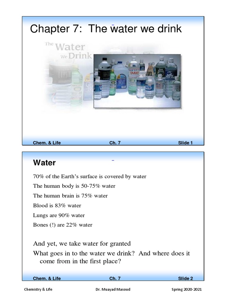 Chapter 7 The Water We Drink PDF Chemical Polarity Chemical Bond