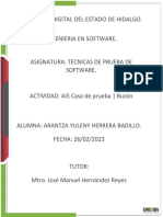Universidad Digital Del Estado de Hidalgo. Ingenieria en Software. Asignatura: Tecnicas de Prueba de Software