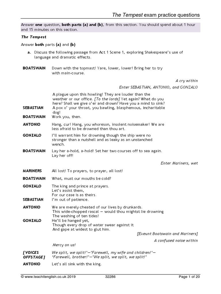 the-tempest-exam-practice-questions-a-discuss-the-following-passage