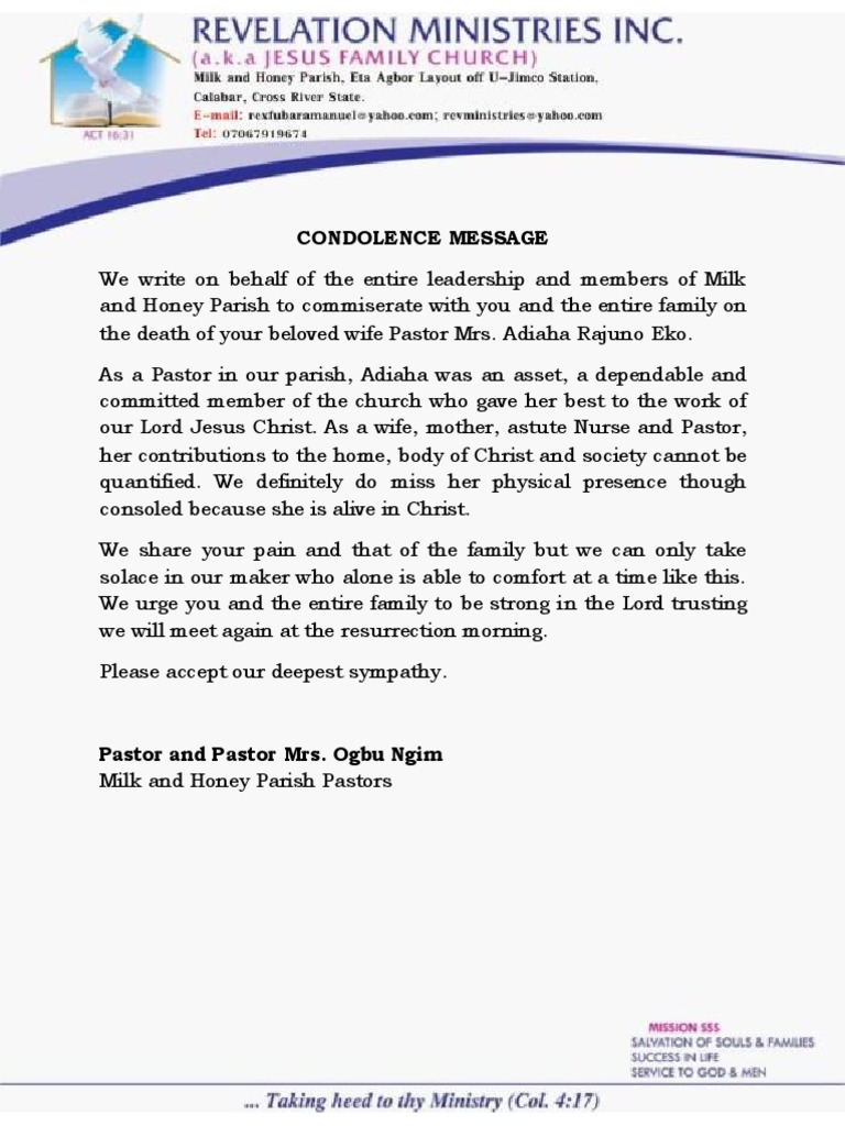 Condolence Message | PDF | Cooking, Food & Wine | Religion & Spirituality