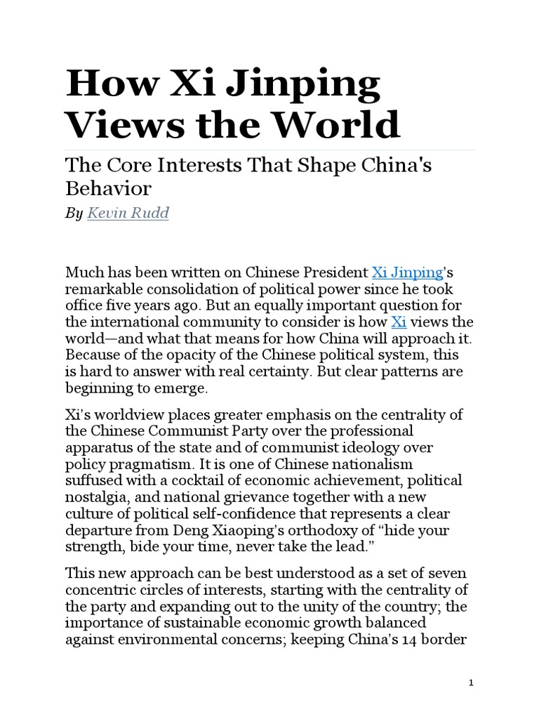Xi Jinping's Worldview Explained | PDF | China | World Politics
