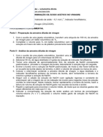 Volumetria de neutralização de ácido acético em vinagre