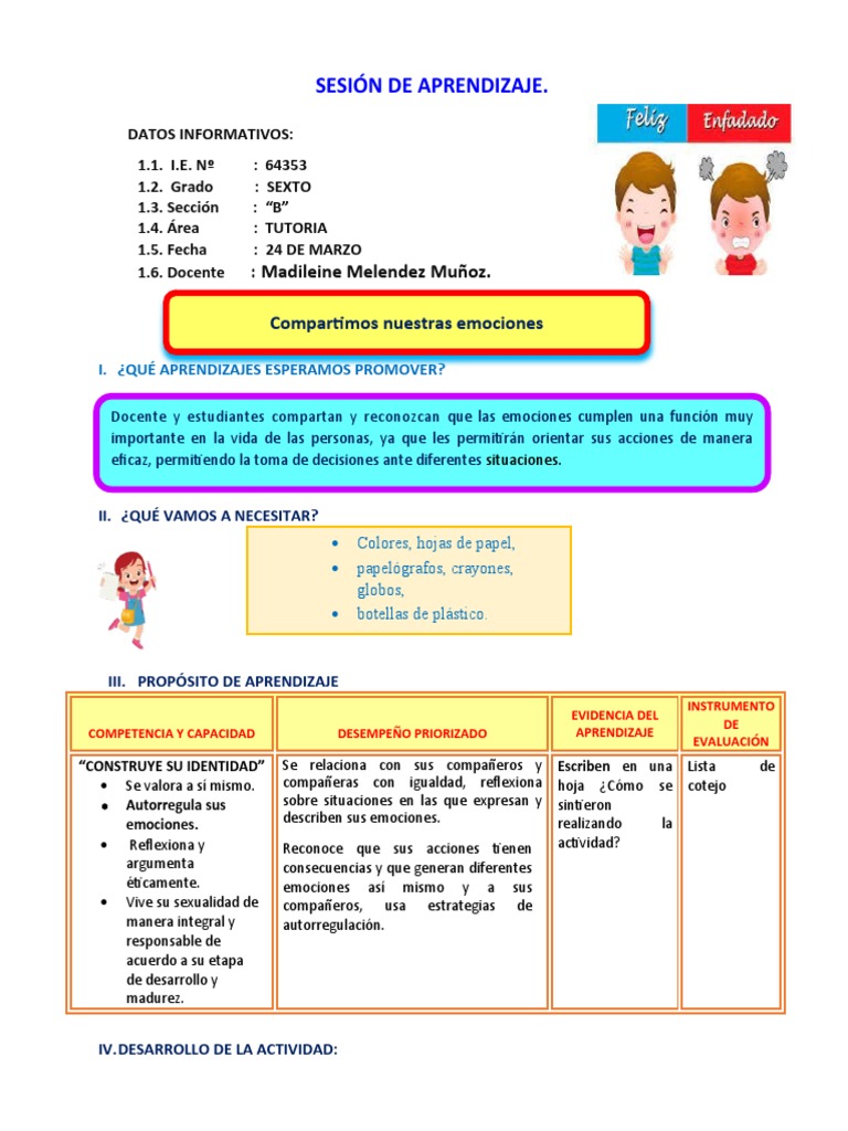 Compartiendo Nuestras Emociones en Clase | PDF | Las emociones | Ira