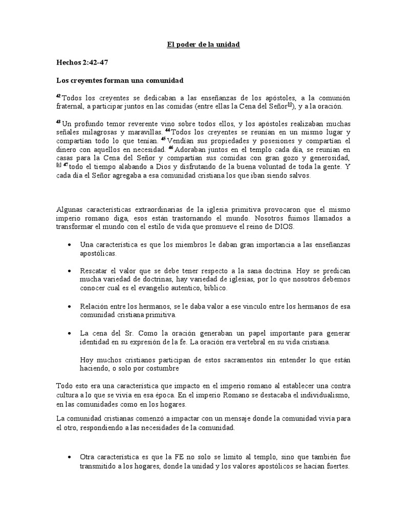 La Unidad en la Comunidad Cristiana | PDF | eucaristía | Iglesia cristiana